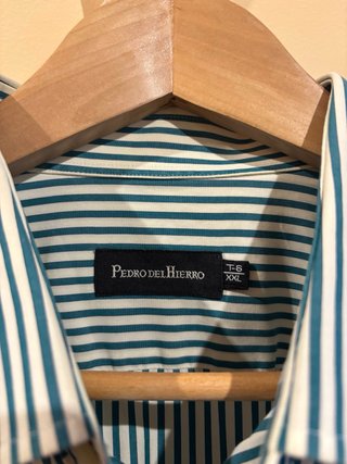 Camisa Pedro del Hierro,Rayas Verde y Blanca. XXL