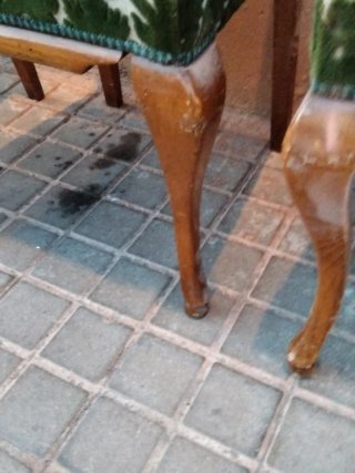 Cinco sillas estilo Luis XVI madera y tela