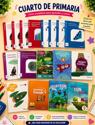 Lote completo de libros de 4º de Primaria