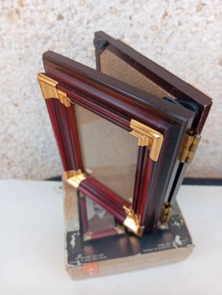 Marco de fotos doble madera y oro