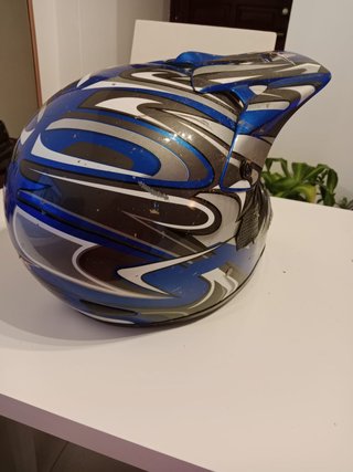 Casco Motocross Talla M Azul/Gris