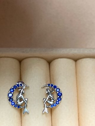 Pendientes de plata con sirena y luna