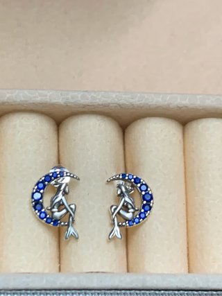 Pendientes de plata con sirena y luna