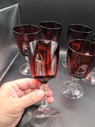 Copas de cristal francesas color rubí