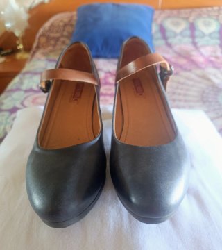 Pikolinos Zapatos Piel/Mary Jane/ Azul-Marron 39.