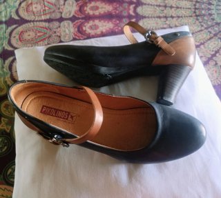 Pikolinos Zapatos Piel/Mary Jane/ Azul-Marron 39.