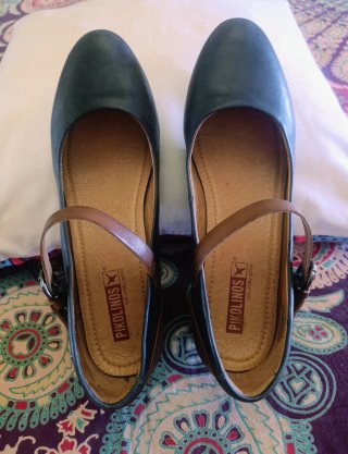 Pikolinos Zapatos Piel/Mary Jane/ Azul-Marron 39.