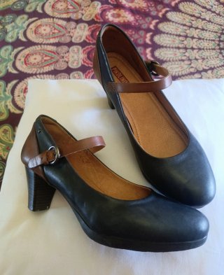 Pikolinos Zapatos Piel/Mary Jane/ Azul-Marron 39.