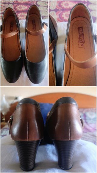 Pikolinos Zapatos Piel/Mary Jane/ Azul-Marron 39.