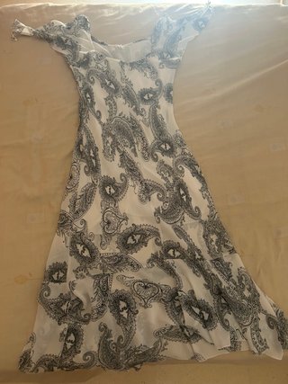 Vestido estampado paisley blanco y negro