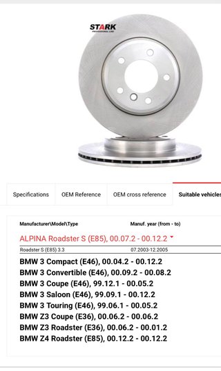 Discos de Freno Stark BMW serie 3 ,compact ,z3
