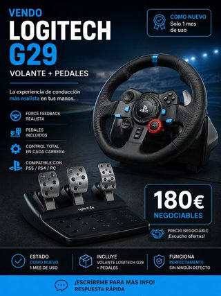 Volante Logitech G29 + Pedales PS5/PS4/PC