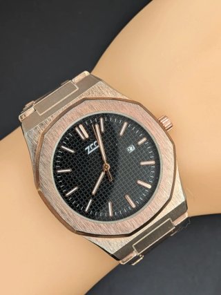 Orologio Uomo ZCC Octagon Rose Gold Nero 42mm