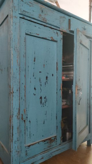 Armario antiguo madera azul 118x52x157h