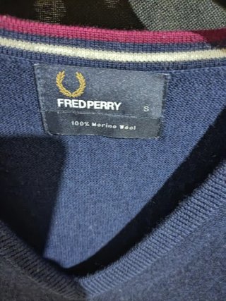 Jersey Fred Perry 100% Lana Merino Azul marino