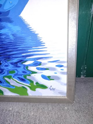 Cuadro Rosa Azul Reflejada en Agua