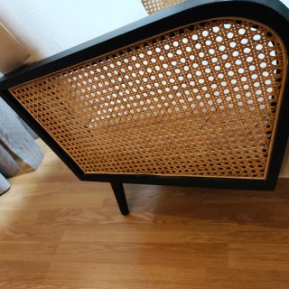 Sillón Sklum Terciopelo y Ratán Beige/Negro