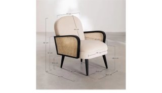 Sillón Sklum Terciopelo y Ratán Beige/Negro