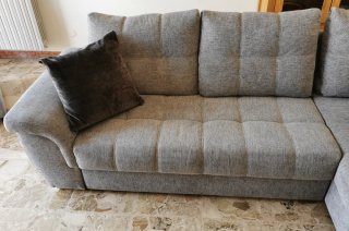 Divano letto angolare con pouf contenitore