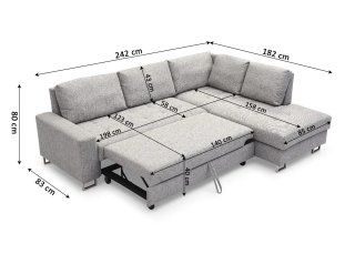 SOFA CAMA FEBE GRIS OSCURO Y CLARO CON ARCON