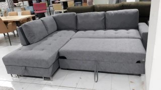 SOFA CAMA FEBE GRIS OSCURO Y CLARO CON ARCON