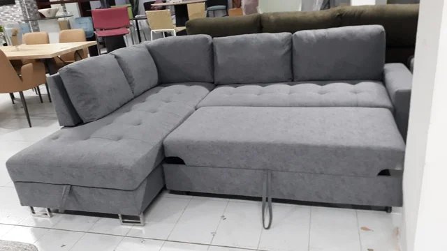 SOFA CAMA FEBE GRIS OSCURO Y CLARO CON ARCON