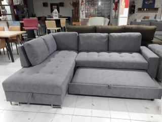SOFA CAMA FEBE GRIS OSCURO Y CLARO CON ARCON