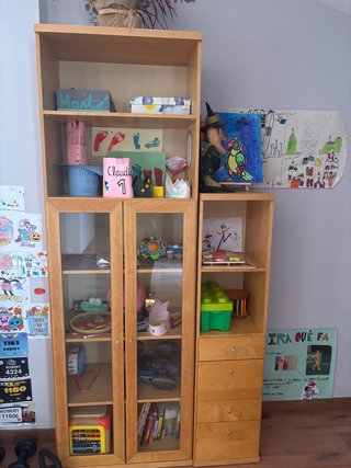 Estantería librería madera y cristal