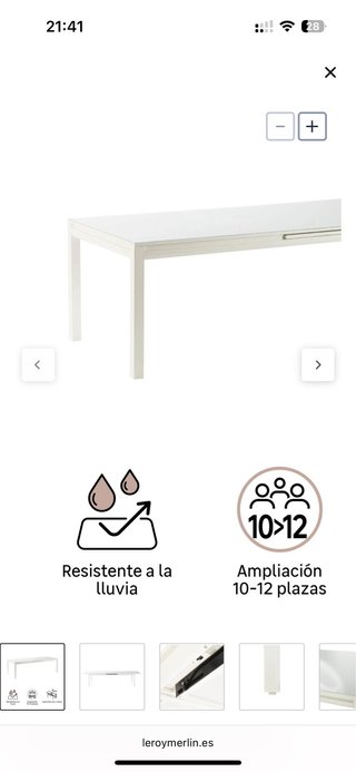 Mesa Naterial extensible 12 pp + 4 sillas jardín