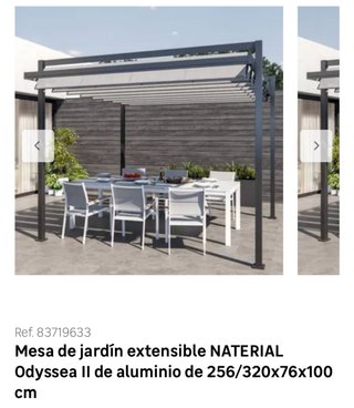 Mesa Naterial extensible 12 pp + 4 sillas jardín
