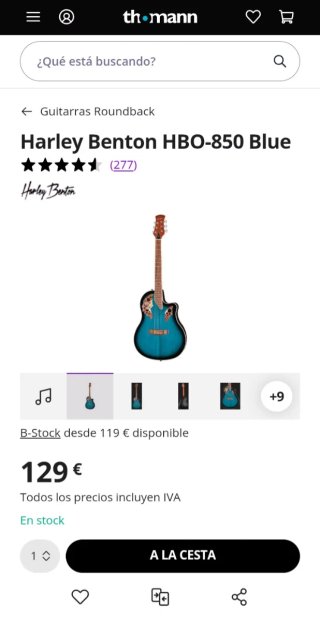 Guitarra Harley Benton HBO-850 Blue +  Extras
