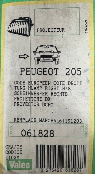 Faro Derecho Peugeot 205