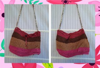 Bolso verano de rafia rosa y marrón crochet