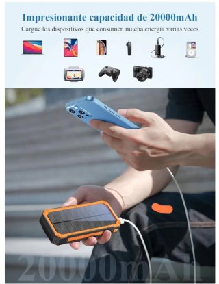 Cargador Solar 20000mAh PD20W Power Bank