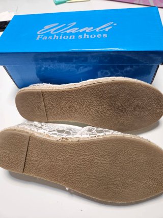 Zapatillas Wanli Esparto Encaje Blanco Talla 33