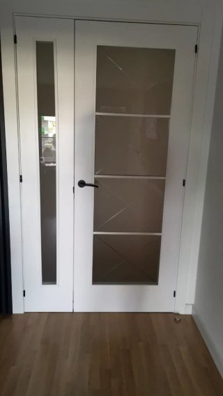 Puerta doble madera lacada blanco