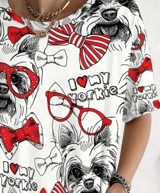 Blusa Yorkie con Gafas y Lazo Talla Única