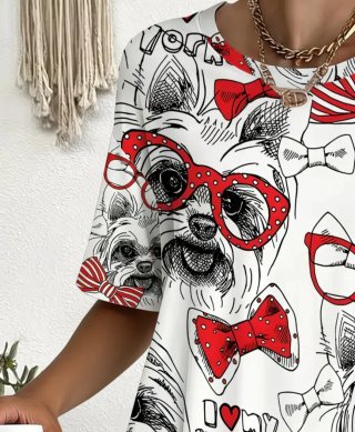Blusa Yorkie con Gafas y Lazo Talla Única