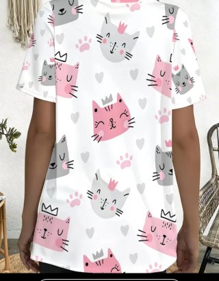 Blusa Talla Grande Estampado Gatitos