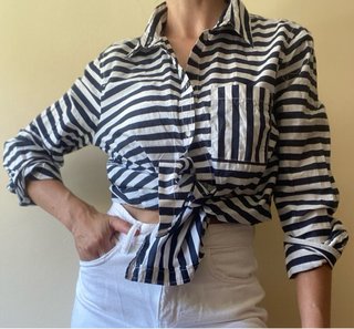 Camisa Tom Tailor Rayas Azul y Blanco Algodón