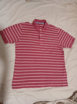 Polo Lacoste Rayas Rosas y Blancas