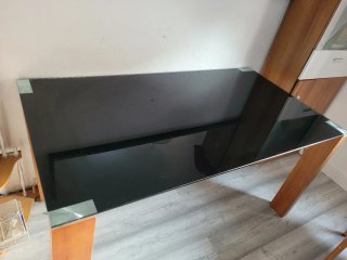 Mesa de comedor cristal y madera