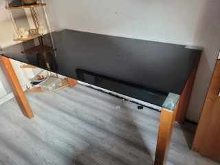 Mesa de comedor cristal y madera