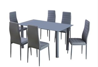 Mesa Comedor Gris + 6 Sillas Avatar