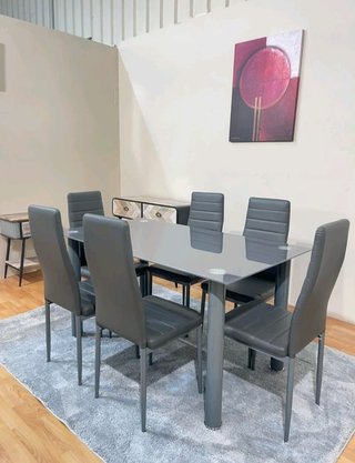 Mesa Comedor Gris + 6 Sillas Avatar