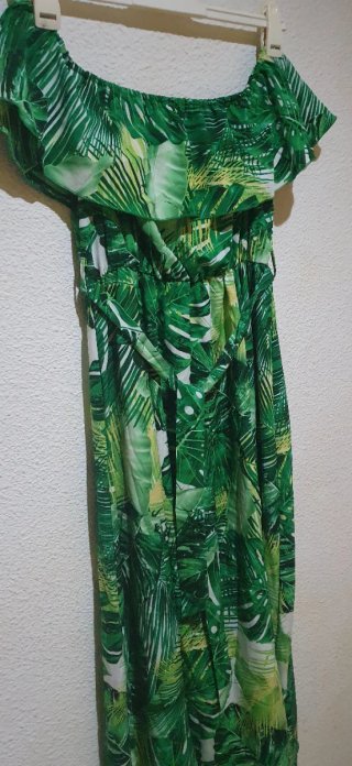 Vestido largo estampado tropical