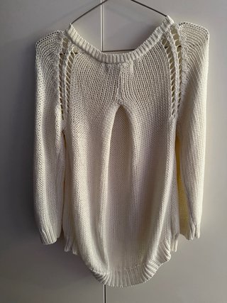 Maglione Zara Knit bianco schiena aperta S