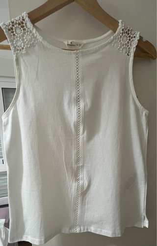 Blusa Springfield blanca con crochet Talla S