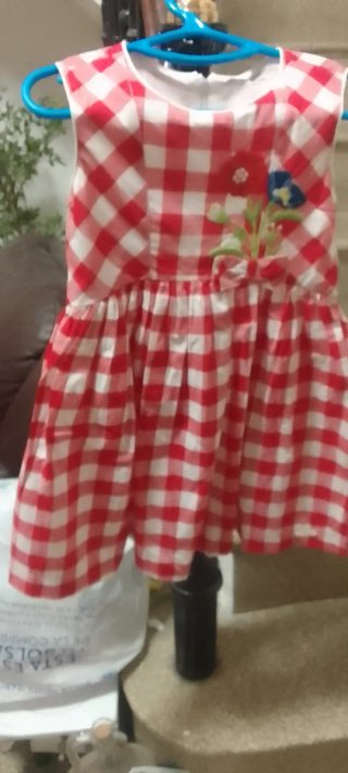 Vestido niña cuadros rojo y blanco T7