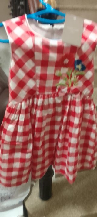 Vestido niña cuadros rojo y blanco T7